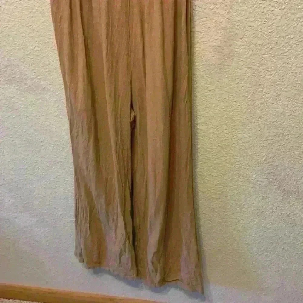 Tan Hyfve linen blend jumpsuit sz M basic closet staple linen vacation beach - Picture 7 of 9